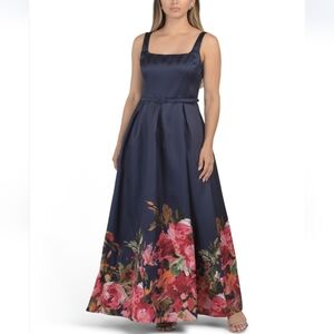 Julia Jordan Women's Monroe Twill Square Neck Belted Gown